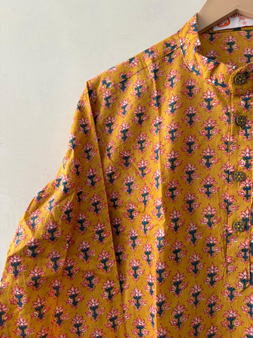 Haldi Ceremony Sanganeri Print Traditional Cotton Short Kurta