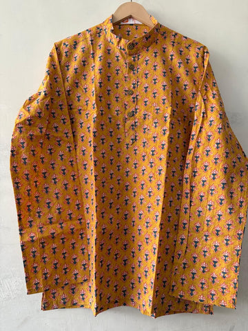Haldi Ceremony Sanganeri Print Traditional Cotton Short Kurta