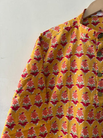 Haldi Print Sanganeri Print Traditional Cotton Short Kurta