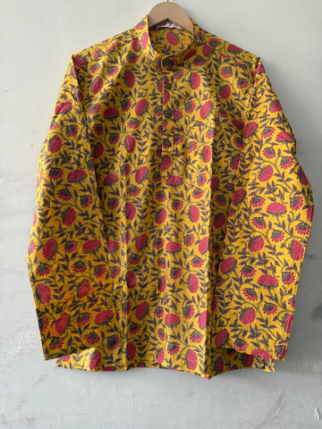 Haldi Print Handblock Cotton Short Kurta by Kartikeya Jaipur