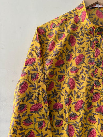 Haldi Print Handblock Cotton Short Kurta by Kartikeya Jaipur