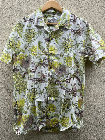 Jungle Print Vintage Cuban Collar Cotto Shirt