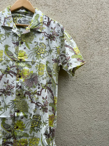 Jungle Print Vintage Cuban Collar Cotto Shirt