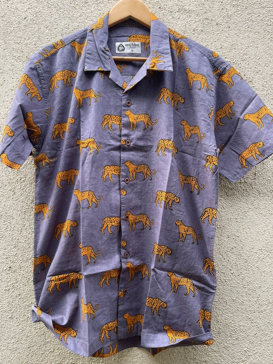 Leopard Print Cuban Vintage Cotton Shirt