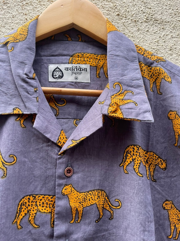 Leopard Print Cuban Vintage Cotton Shirt