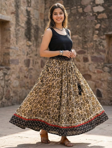 Bagru Handblock Printed Cotton Designer Skirt