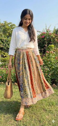 Bagru Handblock Printed Cotton Designer Skirt