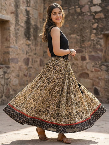 Bagru Handblock Printed Cotton Designer Skirt