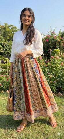 Bagru Handblock Printed Cotton Designer Skirts
