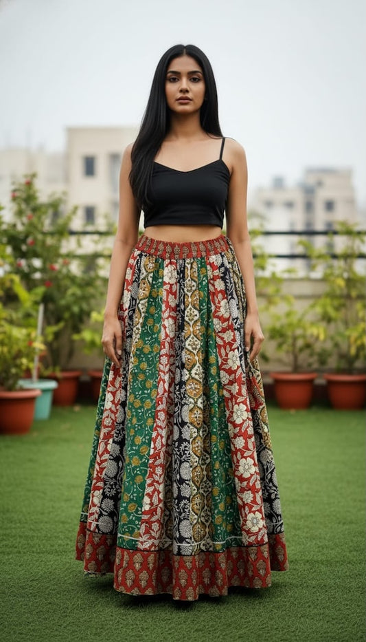 Bagru Handblock Printed Cotton Designer Skirts