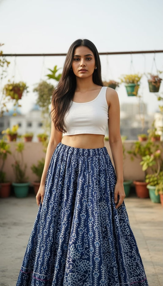 Bagru Handblock Printed Cotton Designer Skirts