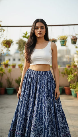 Bagru Handblock Printed Cotton Designer Skirts