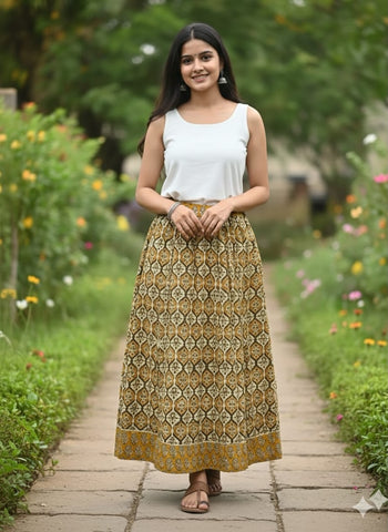 Bagru Handblock Printed Cotton Designer Skirts
