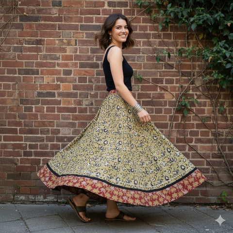 Bagru Handblock Printed Cotton Designer Skirts