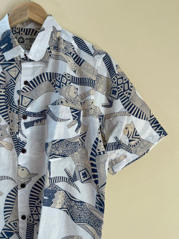 Sphynx Cat Print Cotton Classic Half Shirt for Men - White