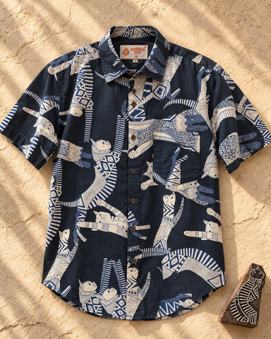 Sphynx Cat Print Cotton Classic Half Shirt for Men - Black