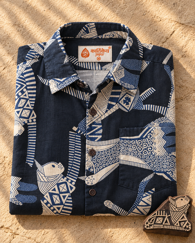 Sphynx Cat Print Cotton Classic Half Shirt for Men - Black