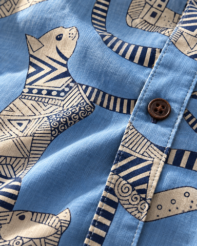 Sphynx Cat Print Cotton Classic Half Shirt for Men - Powder Blue
