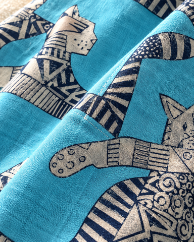 Sphynx Cat Print Cotton Classic Shirt for Men -Turquoise