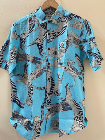 Sphynx Cat Print Cotton Classic Half Shirt for Men -Sky Blue