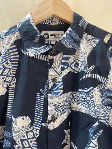 Sphynx Cat Print Cotton Classic Half Shirt for Men - Black