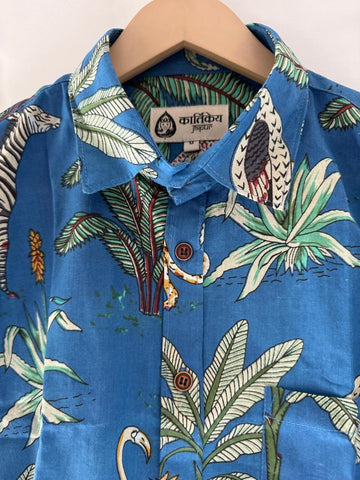 Blue Jungle Print Vintage Shirt by Kartikeya Jaipur