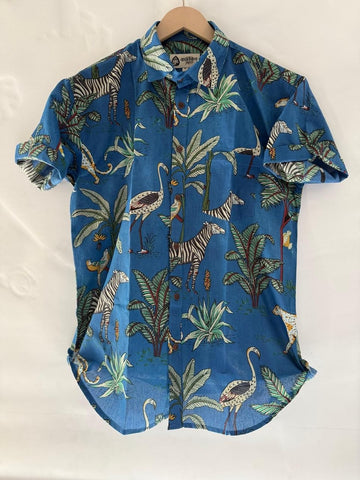 Blue Jungle Print Vintage Shirt by Kartikeya Jaipur