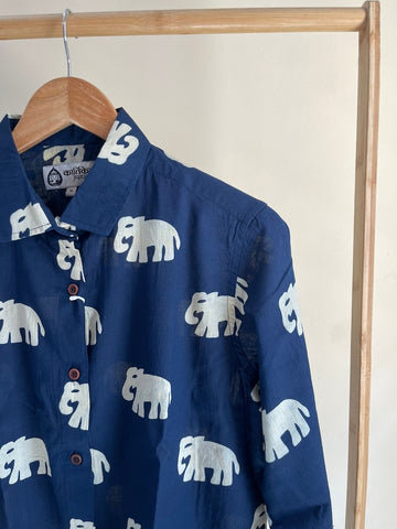Classic Bold Elephant Print Cotton Shirt for Women FS