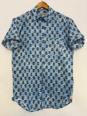 Natural Indigo Cotton Shirt for Men