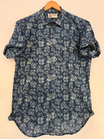 Indigo Print Cotton Shirt for Mens