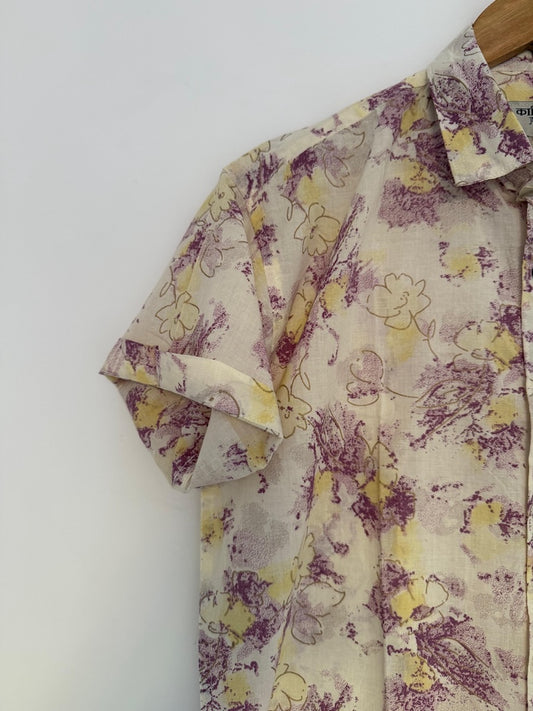 Floral Print Cotton Casual Shirt for Men - PURPLE