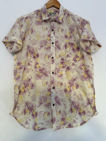 Floral Print Cotton Casual Shirt for Men - PURPLE