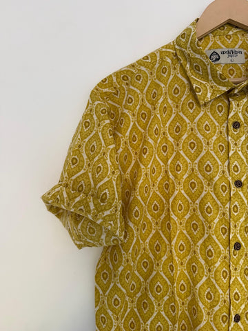 Classic Haldi Print Cotton Shirt for Men