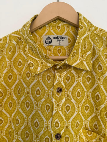Classic Haldi Print Cotton Shirt for Men