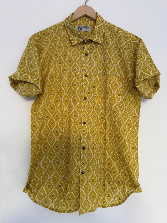 Classic Haldi Print Cotton Shirt for Men