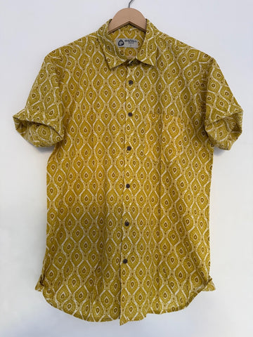 Classic Haldi Print Cotton Shirt for Men