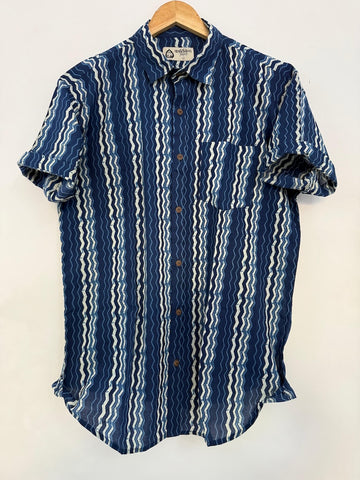 Indigo Print Cotton Casual Shirt for Men