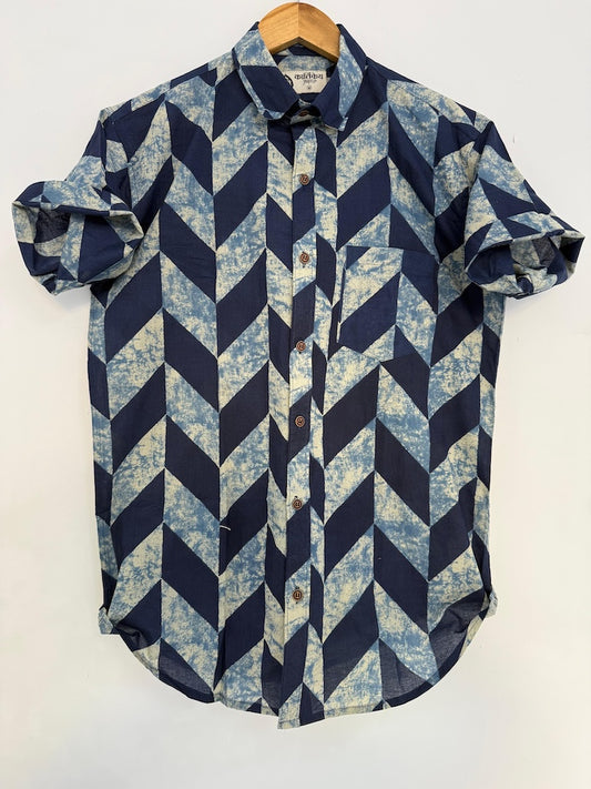 Natural Indigo Cotton Shirt for Men