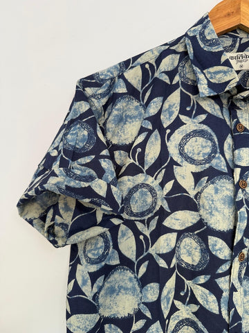 Indigo Print Cotton Shirt for Men