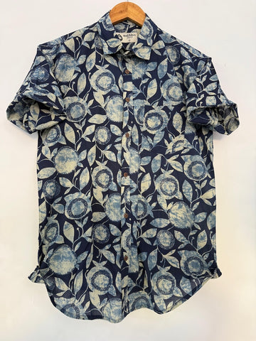 Indigo Print Cotton Shirt for Men