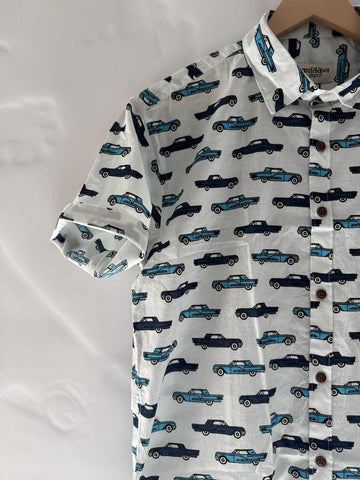 Vintage Car Print Short Sleeve Shirt for men