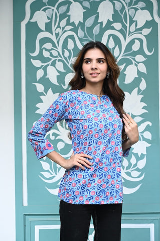 Handblock Cotton Printed Tops For Women