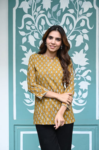 Handblock Cotton Printed Tops For Women