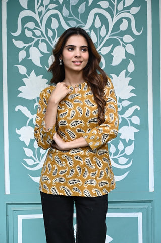 Handblock Cotton Printed Tops For Women