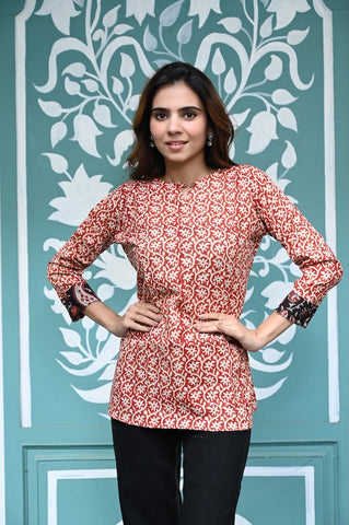 Handblock Cotton Printed Tops For Women