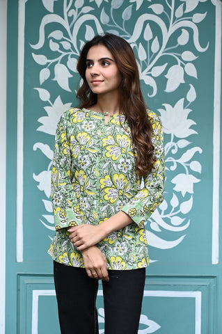 Handblock Cotton Printed Tops For Women