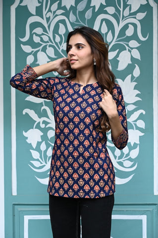 Handblock Cotton Printed Tops For Women