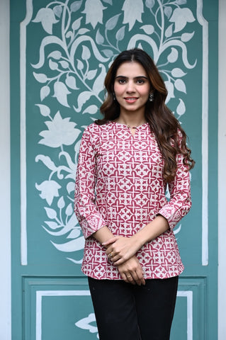 Handblock Cotton Printed Tops For Women
