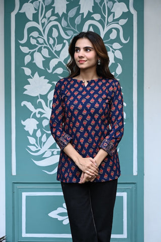 Handblock Cotton Printed Tops For Women