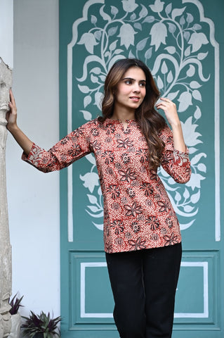 Handblock Cotton Printed Tops For Women